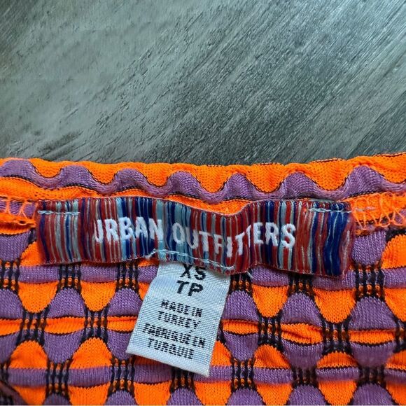 Urban Outfitters Micro Mini Skirt Neon Orange Purple XS Stretchy - Picture 3 of 9
